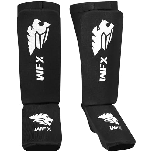Schienbeinschoner für Kickboxen Bein-Ristschutzpolster Muay Thai MMA Training Boxen Sparring elastisch gepolsterter Bein-/Fußschutz für Kampfsport Karate BJJ Taekwondo Herren/Damen Schienbeinschoner für Kickboxen Bein-Ristschutzpolster Muay Thai MMA Training Boxen Sparring elastisch gepolsterter Bein-/Fußschutz für Kampfsport Karate BJJ Taekwondo Herren/Damen von WFX