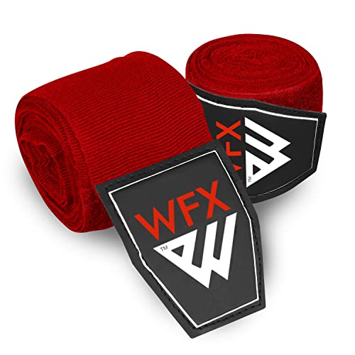 WFX Boxhandbandagen 3,5 4,5 Meter Kampfsport-Bandagen Innenhandschuhe Handgelenkstütze Gurte Stanzen unter der Hand Knöchel Schwere elastische Trainingstasche Muay Thai (3,5 m, rot) von WFX