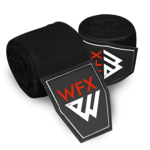 WFX Boxhandbandagen 3,5 4,5 Meter Kampfsport-Bandagen Innenhandschuhe Handgelenkstütze Gurte Stanzen unter der Hand Knöchel Schwere elastische Trainingstasche Muay Thai (3,5 m, schwarz) von WFX