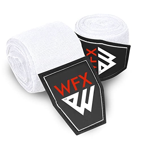 WFX Boxhandbandagen 3,5 4,5 Meter Kampfsport-Bandagen Innenhandschuhe Handgelenkstütze Gurte Stanzen unter der Hand Knöchel Schwere elastische Trainingstasche Muay Thai (3,5 m, weiß) von WFX