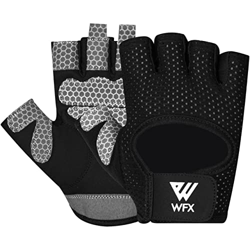 WFX Fahrradhandschuhe Fahrradhandschuhe Mountainbike Rennrad Handschuhe Anti-Rutsch-Stoßdämpfendes Pad Atmungsaktive Halbfinger Fahrradhandschuhe für Damen und Herren (Größe S, Schwarz) von WFX