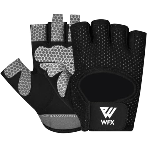 WFX Fahrradhandschuhe Fahrradhandschuhe Mountainbike Rennrad Handschuhe Anti-Rutsch-Stoßdämpfendes Pad Atmungsaktive Halbfinger Fahrradhandschuhe für Damen und Herren (Größe L, Schwarz) von WFX