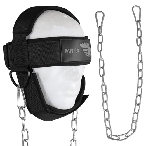 WFX Kopfgeschirr zum Eintauchen in den Nacken strapazierfähig Lange Stahlkette verstellbar Fitness-Nackengeschirr Gewichtheben Neopren-gepolsterter Gurt WFX Kopfgeschirr zum Eintauchen in den Nacken strapazierfähig Lange Stahlkette verstellbar Fitness-Nackengeschirr Gewichtheben Neopren-gepolsterter Gurt von WFX