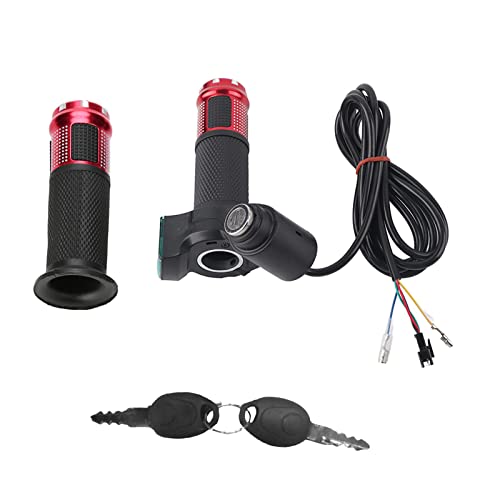 WGFOIP Twist-Gasgriffe, Automatische Erkennung der Spannung Unter 100 V, Halber Gasgriff für Elektrofahrräder, für 12–84 V Elektrofahrräder oder Motorroller (Rot) von WGFOIP
