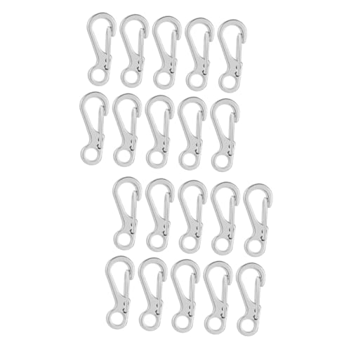 WHAMVOX 20 STK Schnalle Schlüsselringe Schlüsselanhänger kleine D-Ring-Clips schwenkbare Haken Schlüsselbund Schlüsselkarabiner Karabiner zum Aufhängen von Schlüsseln Zinklegierung Silver von WHAMVOX