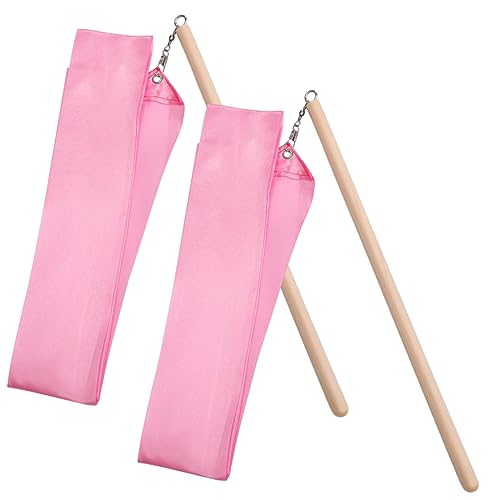 WHAMVOX 2St tanzendes Gymnastikband Fitnessband gymnastisches Tanzband tanzende Luftschlangen Farbige Tanzbänder tanzband Kinder Tanzband-Streamer Kinder tanzen Luftschlangen Hölzern Rosa von WHAMVOX