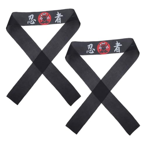 WHAMVOX 2st Stirnband Mit Ninja-Print Koch Stirnbänder Japanisches Stirnband Breite Stirnbänder Für Damen Stirnband Für Koch Atmungsaktives Karate-Kopfband Karate-zubehör Polyester von WHAMVOX