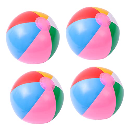 WHAMVOX 4 Stück aufblasbarer Wasserball Spielzeug für den Strand Kinderball Bunte Spielbälle strandball aufblasbar Badespielzeugball Ballspielzeug bunter Wasserball PVC Colorful von WHAMVOX