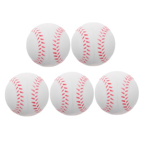 WHAMVOX 5St Kinder-Baseball Kinder trainieren Baseball Ball Spielen Ball zum Üben Schwammbälle Baseballtraining für Kinder Schwamm-Trainingsbälle matschiger Baseball Teeballbälle Pu Weiß von WHAMVOX