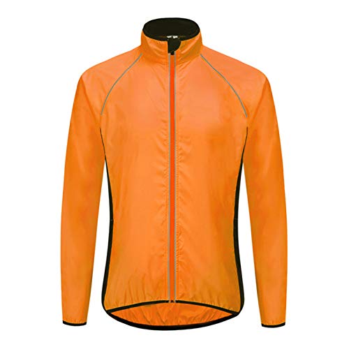 Unisex Radtrikot Langarm Fahrradtrikot,Cycling Jersey Fahrradbekleidung Radsport Shirts Bike Jacke,Winddichte Atmungsaktive Schnell Trocknende Regenmantel Windbreaker Kleid(Size:XXXL,Color:Orange) von WHHX