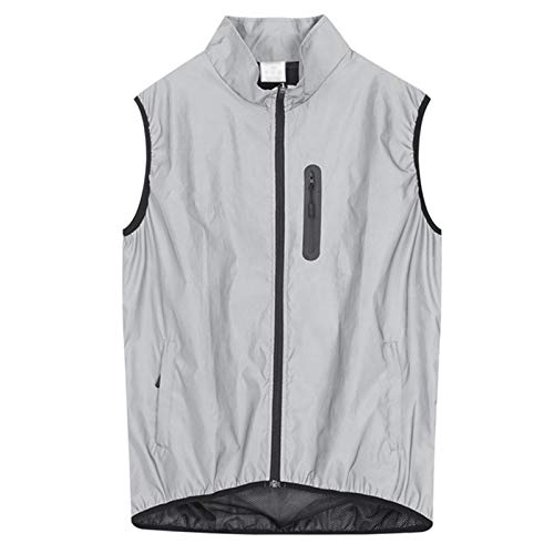 Fahrradweste Herren Reflektierend,Radweste Herren Sommer,Winddichte Atmungsaktiv Fahrrad Weste,Wasserdicht Reflektierend Laufweste,Netz Sport Weste,für MTB Sleeveless Radfahren(Size:XXL,Color:Silber) von WHJX