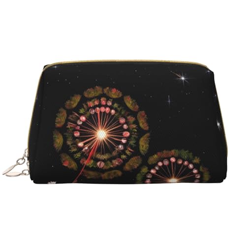 Kosmetiktasche mit Löwenzahnmotiv, Leder, wasserdicht, niedlich, Reise-Kulturbeutel, mit Reißverschluss, Kosmetik-Aufbewahrungstasche-Set, Braun, weiß, Einheitsgröße Kosmetiktasche mit Löwenzahnmotiv, Leder, wasserdicht, niedlich, Reise-Kulturbeutel, mit Reißverschluss, Kosmetik-Aufbewahrungstasche-Set, Braun, weiß, Einheitsgröße von WHJYCC