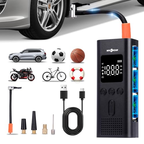 Elektrische Luftpumpe 6000mAh Wiederaufladbarer Autoreifen Pumpe 150PSI Luftpumpe Elektrisch Elektrischer Kompressor mit LCD Bildschirm LED-Licht für Fahrräder, Motorräder, Auto & Bälle, AutoOff Elektrische Luftpumpe 6000mAh Wiederaufladbarer Autoreifen Pumpe 150PSI Luftpumpe Elektrisch Elektrischer Kompressor mit LCD Bildschirm LED-Licht für Fahrräder, Motorräder, Auto & Bälle, AutoOff von WHZOHCAR