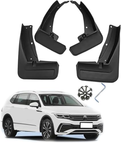 WIEBXCS 4-teilige Auto-Schmutzfänger - passt für VW passt für Tiguan R-Line 2019-2023 Kotflügel vorn und hinten, Radspritzschutz, Schmutzfänger von WIEBXCS