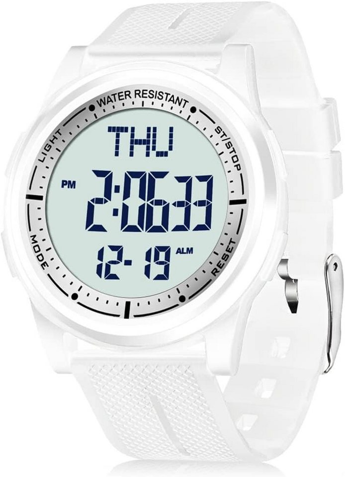 WIFORT Fur Herren Damen Digital 5 ATM Wasserdicht Sport Watch, mit Wecker Stopp Countdown Duale Zeitzone Ultradünn Weitwinkel Anzeige von WIFORT