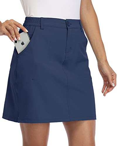 WILLIT Damen Outdoor Skort Golf Skort Casual Skort Rock UPF 50+ Quick Dry Zip Pockets Active Hiking Navy Blue M von WILLIT