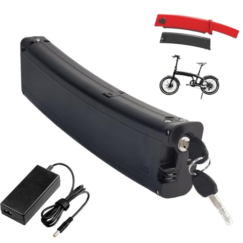 WILLQ 36 Volt Gebogene Form E-Bike-Batterie 36 V 10,5 Ah 9,6 Ah 9 Ah 7,8 Ah versteckt im Inneren Ersatz-Lithium-Batteriepack für 378 W Faltradmotor 2-polige Entladebatterie,36v9.6ah von WILLQ