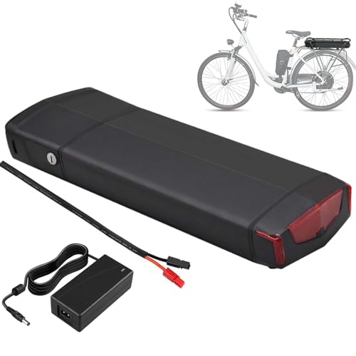 WILLQ 36V 48V E-Bike-Akku, Hinterrahmen-Akku, 10,4 Ah, 13 Ah, 15 Ah, 17 Ah, Lithium-Ionen-Akku mit 2A-Ladegerät für Mountainbike-Umrüstsatz,36v13ah von WILLQ