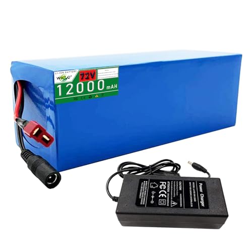 WILLQ PVC-Elektrofahrradakku, 72 V, Li-Ionen-Akku, 12 Ah, Lithium-Ersatzakku mit Ladegerät und BMS für 0–900 W Motor, E-Bike-Kit,72v12ah,T von WILLQ