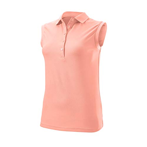 Wilson Damen Sleeveless Polo T-Shirt, Rosa, XL von Wilson