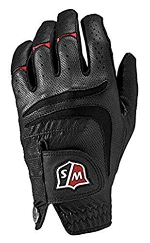 Wilson Staff Herren Golfhandschuh, Grip Plus, Material-Kombi, Größe: L, Linkshand, MLH, schwarz, WGJA00103L von Wilson