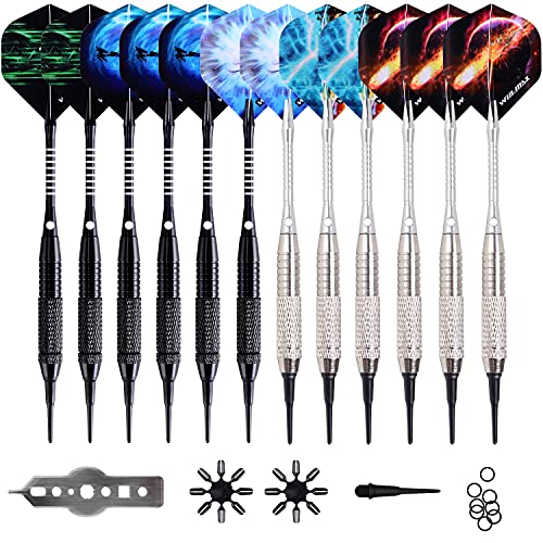 WIN.MAX Dartpfeile mit kunststoffspitze für elektronische dartscheibe 12 Stück Soft Darts Pfeile Set,18 Gramm Profi Softdarts dartpfeil von WIN.MAX