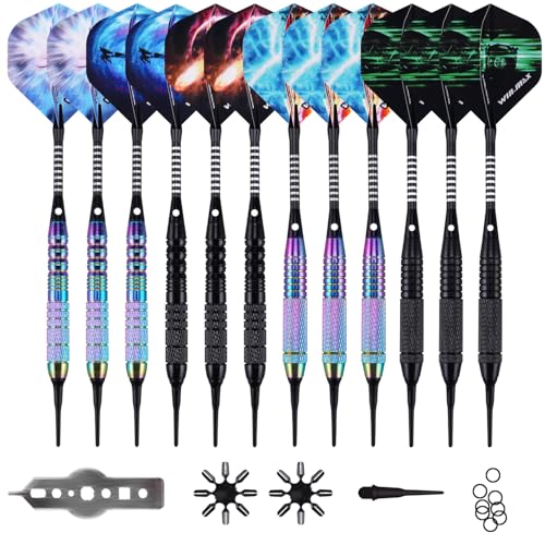 WIN.MAX Dartpfeile mit kunststoffspitze für elektronische dartscheibe 12 Stück Soft Darts Pfeile Set,18 Gramm WIN.MAX Dartpfeile mit kunststoffspitze für elektronische dartscheibe 12 Stück Soft Darts Pfeile Set,18 Gramm von WIN.MAX