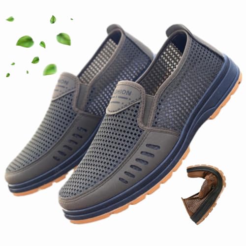 WINDEHAO Atmungsaktive Mesh-Freizeitschuhe für Herren, lässig, Sport, atmungsaktive Schuhe, Sommer-Loafers, Fahrschuhe, leichte Freizeitschuhe (grün, 44 EU) von WINDEHAO