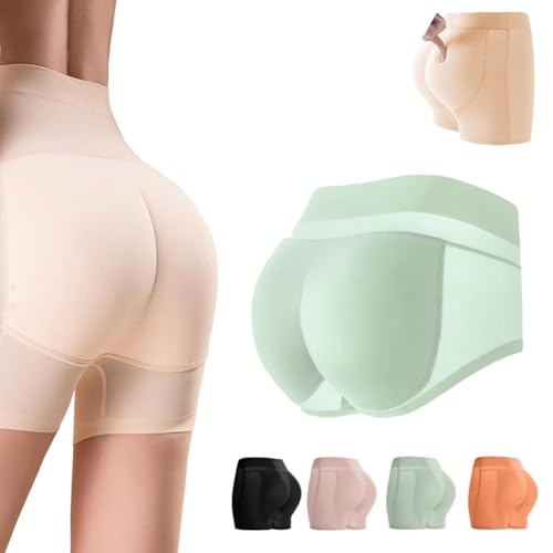 WINDEHAO Falsche Gesäßbacken aus Latex mit quadratischem Winkel, Nahtlose Unterwäsche aus Nylon mit falschem Po-Lifter, Po-Pads aus Latex, Höschen, falsche Hüftpolster (Green-1-1.5cm,L) von WINDEHAO