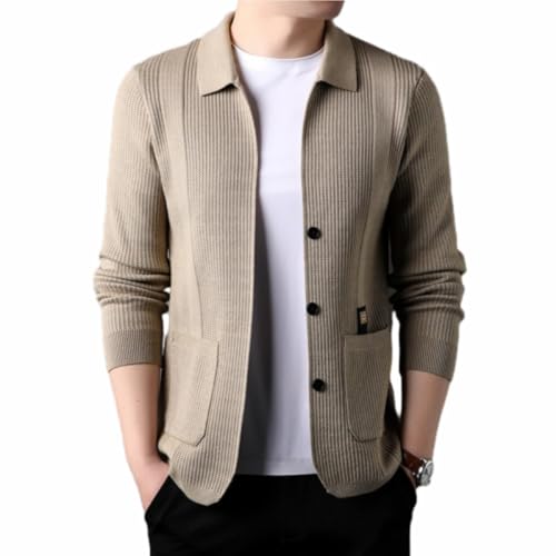 WINDEHAO Herren Revers Strickmantel Langarm Revers Langarm Strick Business Cardigans Sweater Cardigans mit Taschen für Herren von WINDEHAO