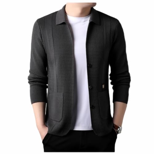 WINDEHAO Herren Revers Strickmantel Langarm Revers Langarm Strick Business Cardigans Sweater Cardigans mit Taschen für Herren von WINDEHAO