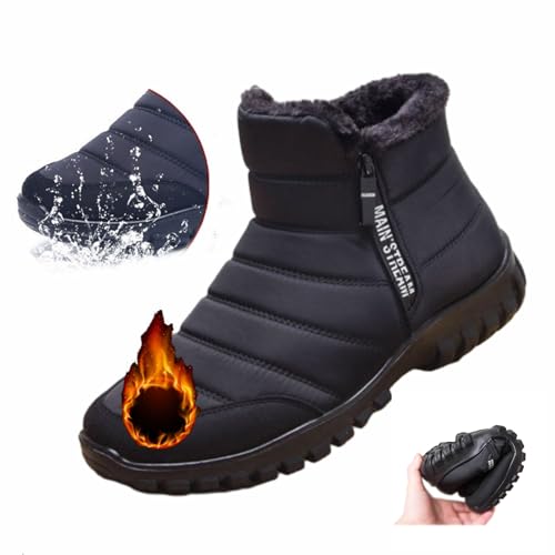 WINDEHAO Herren Winter Warm Wasserdicht Schneestiefel Tragen und Anti-Rutsch Schneestiefel Fleece Wasserdicht Baumwolle Schuhe Winterstiefel von WINDEHAO