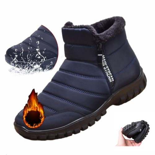 WINDEHAO Herren Winter Warm Wasserdicht Schneestiefel Tragen und Anti-Rutsch Schneestiefel Fleece Wasserdicht Baumwolle Schuhe Winterstiefel von WINDEHAO