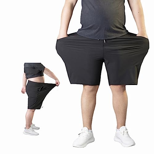 WINDEHAO Sommer-Stretch-Shorts Aus Eisseide Für Herren Übergröße 10XL(200kg) Sport Shorts Schnell Trocknend Kurze Hosen (Black,7XL) von WINDEHAO