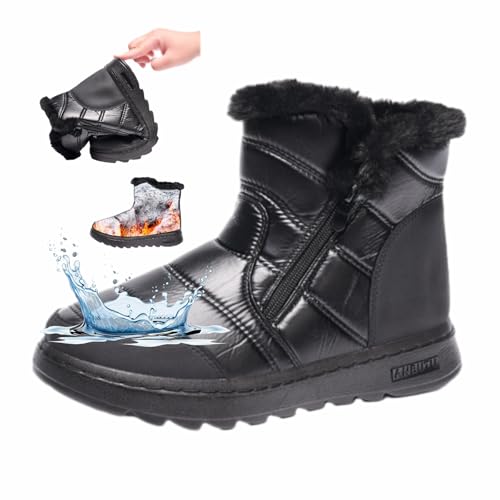 WINDEHAO Wasserdichte Winter-Schneestiefel für Damen, warm, orthopädische Stiefel, mit Fell gefüttert, rutschfest, Outdoor-Stiefeletten, Schneestiefel von WINDEHAO