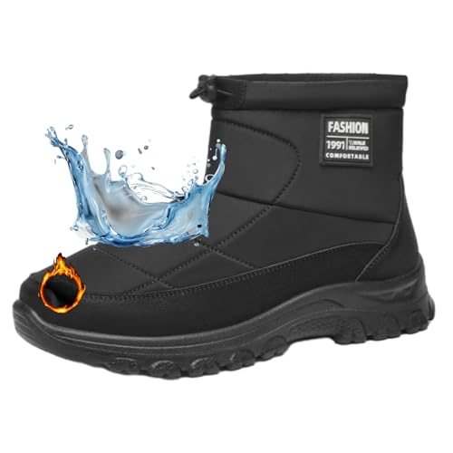 WINDEHAO Winterstiefel, wasserdicht, für Damen und Herren, warmes Fell gefüttert, rutschfest, Outdoor-Stiefeletten, wasserdicht, zum Reinschlüpfen, Schneestiefel von WINDEHAO