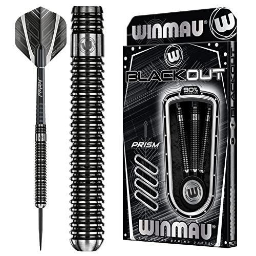 WINMAU Blackout 25 Gramm Profi Stahlspitze Wolfram Dartpfeile mit Flüge und Stiele (Wellen) von WINMAU