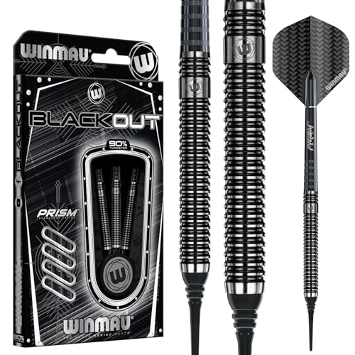 WINMAU Blackout 20g Softip Profi Wolfram Dartpfeile Set mit Flights und Schäfte von WINMAU