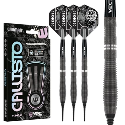 WINMAU Callisto 18 g Fass / 20 g Vollgewicht, weiche Spitze, 90% Wolfram- Professionelles Dart-Set mit Dart Flüge und Dart-Schäften WINMAU Callisto 18 g Fass / 20 g Vollgewicht, weiche Spitze, 90% Wolfram- Professionelles Dart-Set mit Dart Flüge und Dart-Schäften von WINMAU