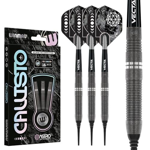 WINMAU Callisto 18 g Fass / 20 g Vollgewicht, weiche Spitze, 90% Wolfram- Professionelles Dart-Set mit Dart Flüge und Dart-Schäften WINMAU Callisto 18 g Fass / 20 g Vollgewicht, weiche Spitze, 90% Wolfram- Professionelles Dart-Set mit Dart Flüge und Dart-Schäften von WINMAU