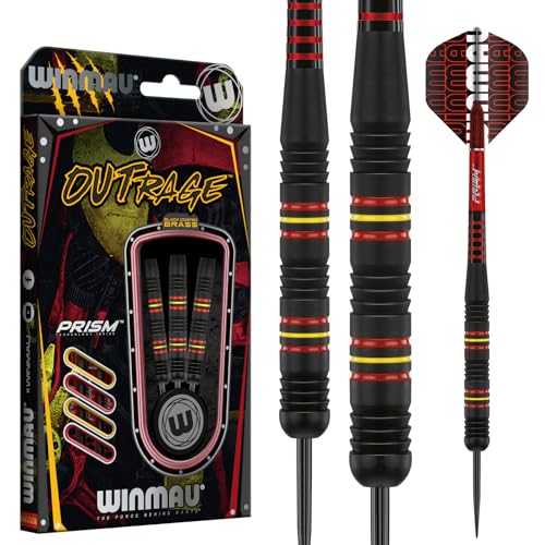 WINMAU Outrage 21 gram Brass Dartpfeile Set mit Flights und Schäfte von WINMAU