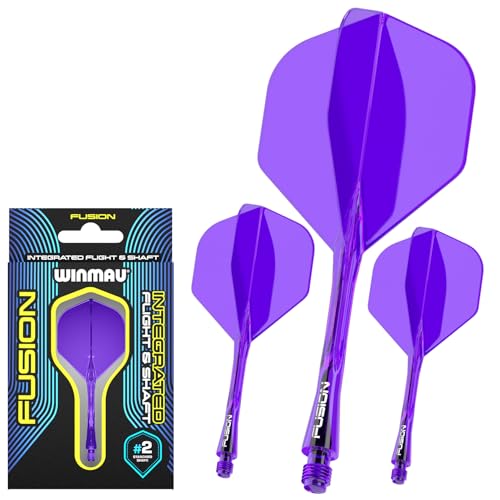 WINMAU Darts Fusion Integrated Flight & Shaft System - No.2 Shape & Design - Lila Farbe, Kurze Länge von WINMAU