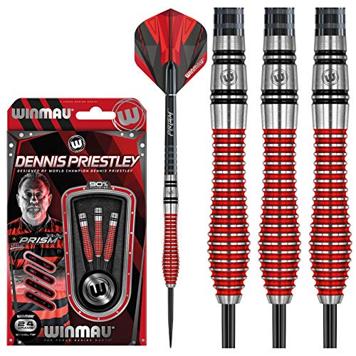 WINMAU Dennis Priestley Sonderedition 24g Profi Wolfram Steeltip Dartpfeile Set mit Flights und Schäfte von WINMAU