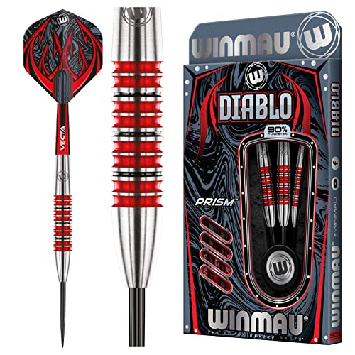 WINMAU Diablo 24 Gramm Profi Stahlspitze Wolfram Dartpfeile mit Flüge und Stiele (Wellen) von WINMAU