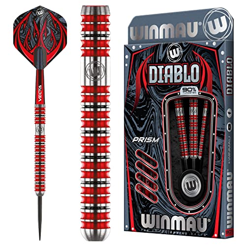 WINMAU Diablo 25 Gramm Profi Stahlspitze Wolfram Dartpfeile mit Flüge und Stiele (Wellen) von WINMAU