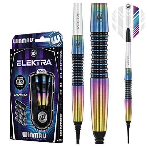 WINMAU Elektra 18 Gramm Profi Wolfram Softip Dartpfeile Set mit Flights und Schäfte von WINMAU