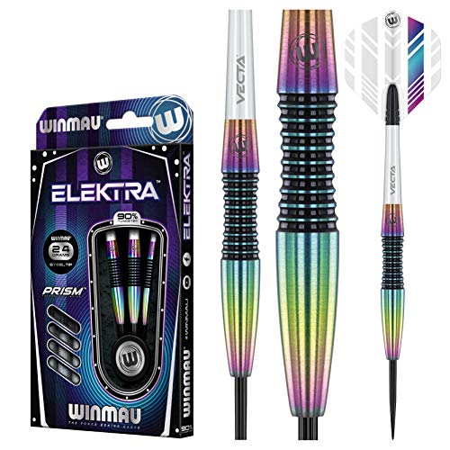 WINMAU Elektra 24 Gramm Profi Wolfram Steeltip Dartpfeile Set mit Flights und Schäfte von WINMAU