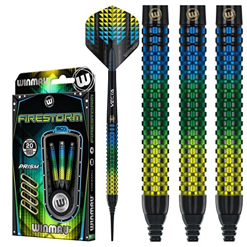 WINMAU Firestorm 18 Gramm Profi Wolfram Softip Dartpfeile Set mit Flights und Schäfte von WINMAU