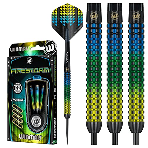 WINMAU Firestorm 22 Gramm Profi Wolfram Steeltip Dartpfeile Set mit Flights und Schäfte von WINMAU