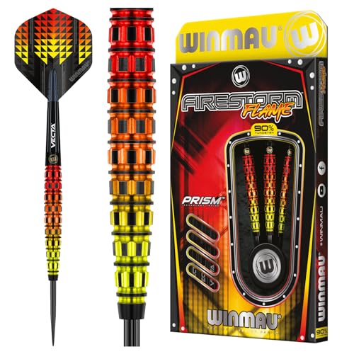 WINMAU Firestorm Flame 23 Gramm Professionelles Wolfram-Dart-Set mit Flights und Schäften (Shafts) von WINMAU